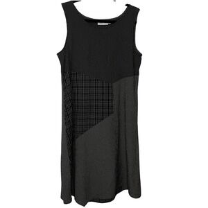 Habitat Dress Womens S Black Stripe Plaid patchwork Whimsigoth Boho Knee Length